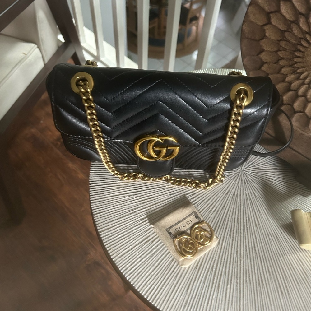 Gucci Marmont Purse and Earrings